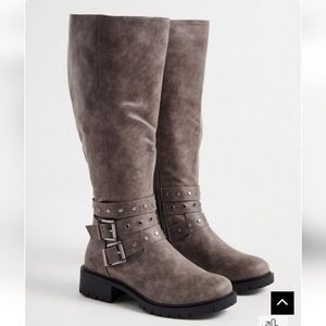 Torrid - Studded Wrap Knee Boot (Gray/Wide Calf)